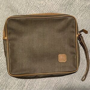 EUC Dunhill Brown Toiletry Bag Zip Pouch Wristlet